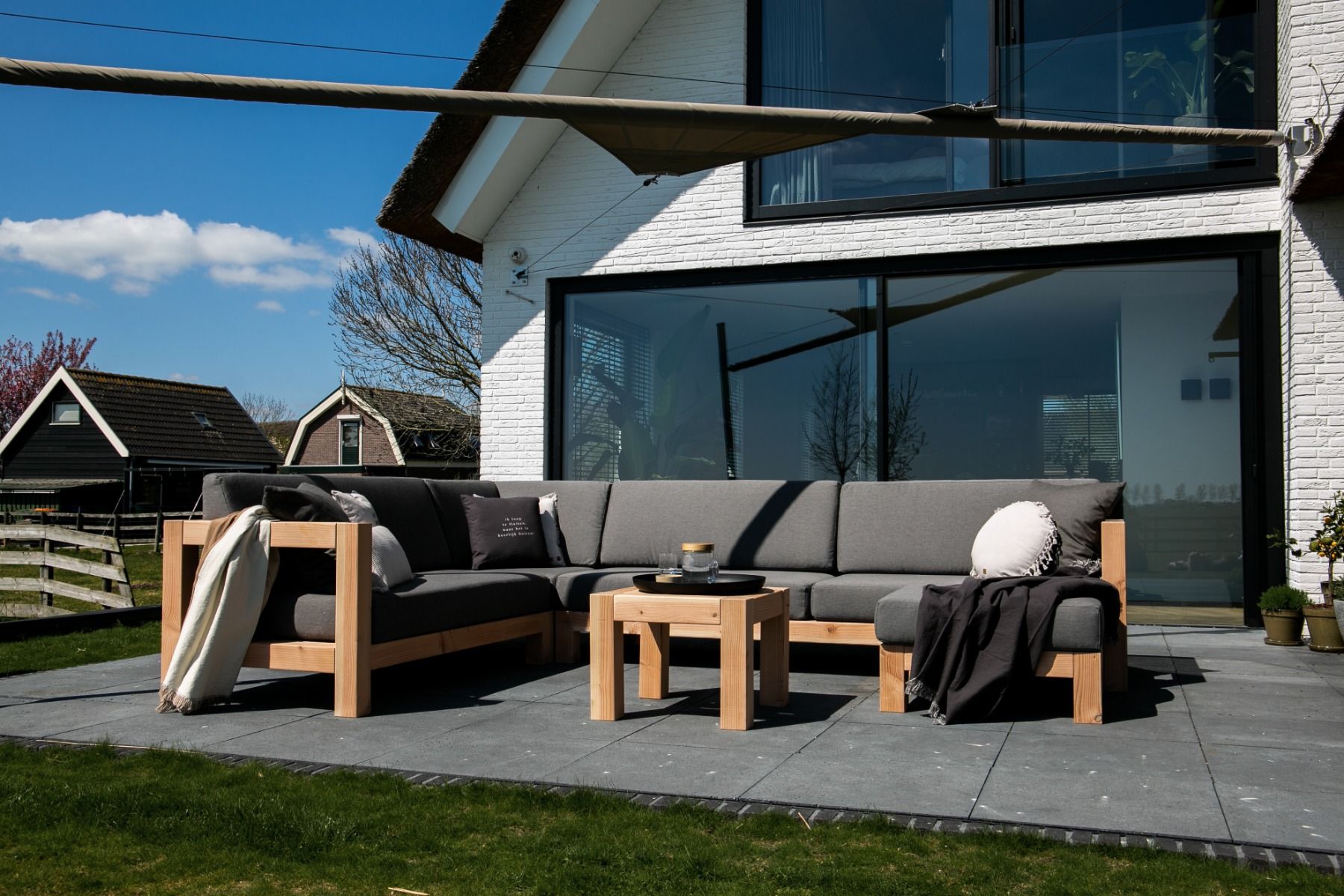 CORNER BENCH DOUGLAS XL 230x280 WITH CUSHIONS